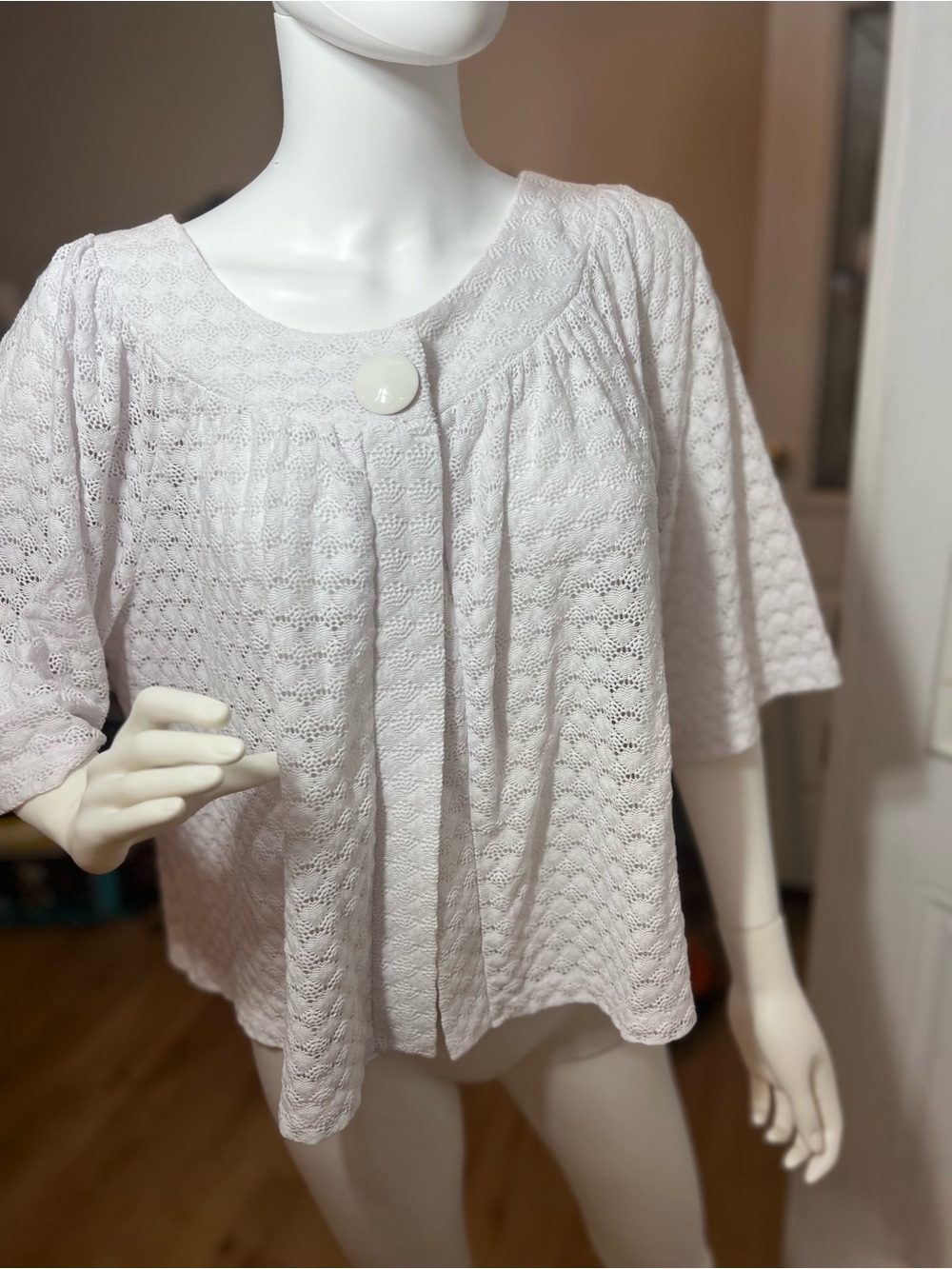 Light white Crochet Button-Front Women’s Top